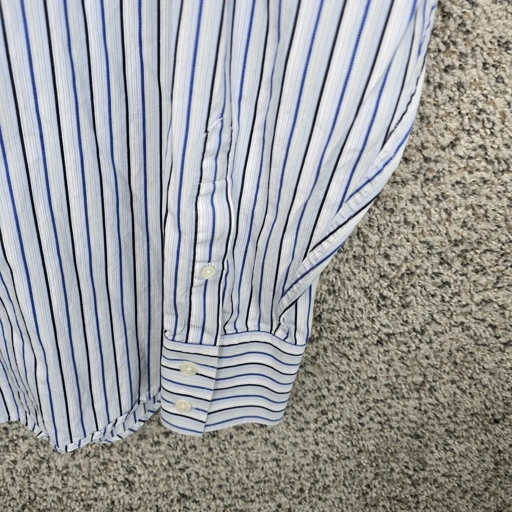 Banana Republic Dress Shirt Mens‎ 16-16.5 Large Blue Striped Button Up Cotton